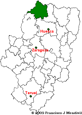 Situation de la région Comarca De La Jacetania dans Aragon