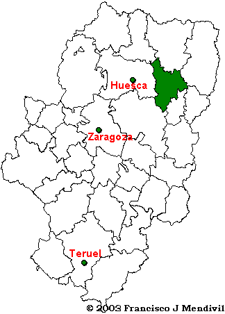 Location map of the Region Comarca de Somontano de Barbastro within Aragon