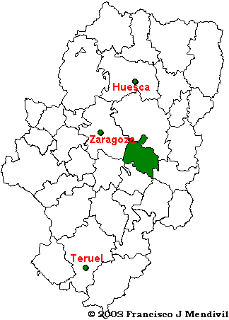 Mapa de situación de la Comarca de Ribera Baja del Ebro en Aragón