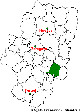 Location map of the Bajo Aragón Region within the Autonomous Community of Aragón