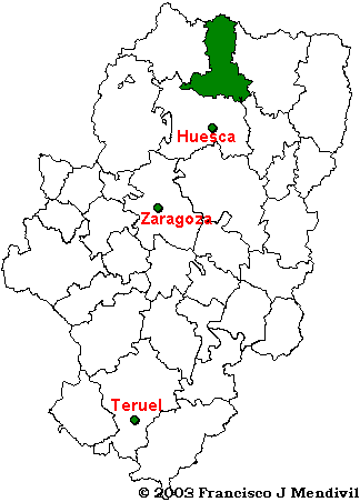Carte de localisation de la région (Comarca) du Alto Gallego en Aragon