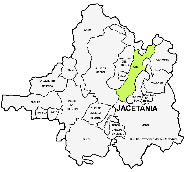 Municipalité de Aísa dans de la Comarca de la Jacetania