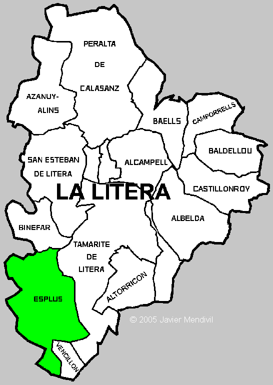 Carte Municipalité Esplus dans la region La Litera/ La Llitera