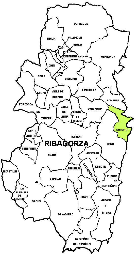 Municipalité Sopeira dans la région Comarca Ribagorza