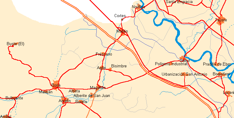 Carreteras que llevan a Novillas