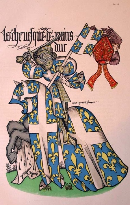 Archeveque de Reims. Ancien Armorial Equestre de la Toison d'or et de L'Europe au 15e Siecle.